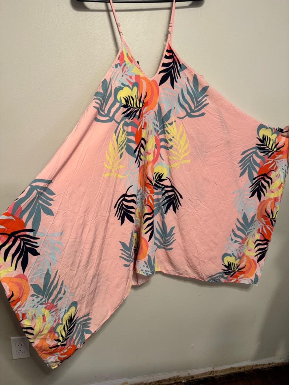 Pink Tropical Print Spaghetti Strap Swim Cover Dress - Picture 2 of 7